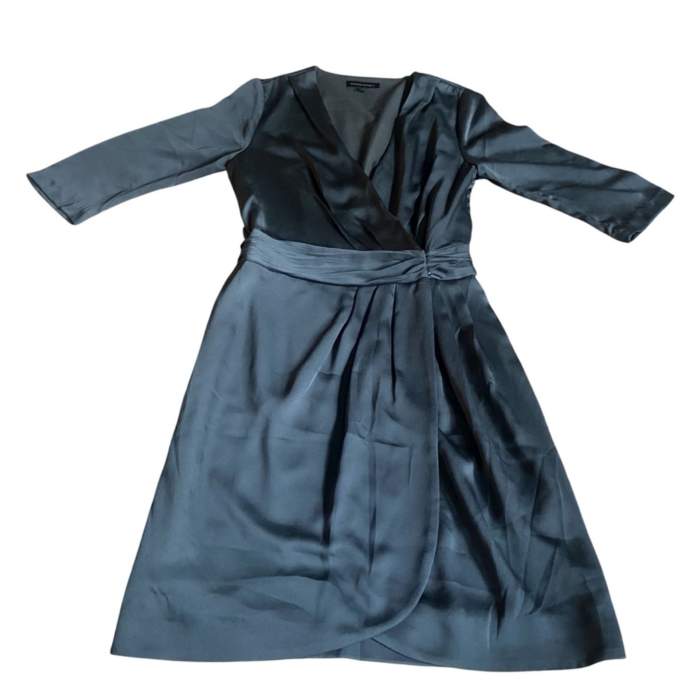 Banana Republic Green Crossover Tulip Wrap Surplice Sheath Dress Sz 6 Excellent